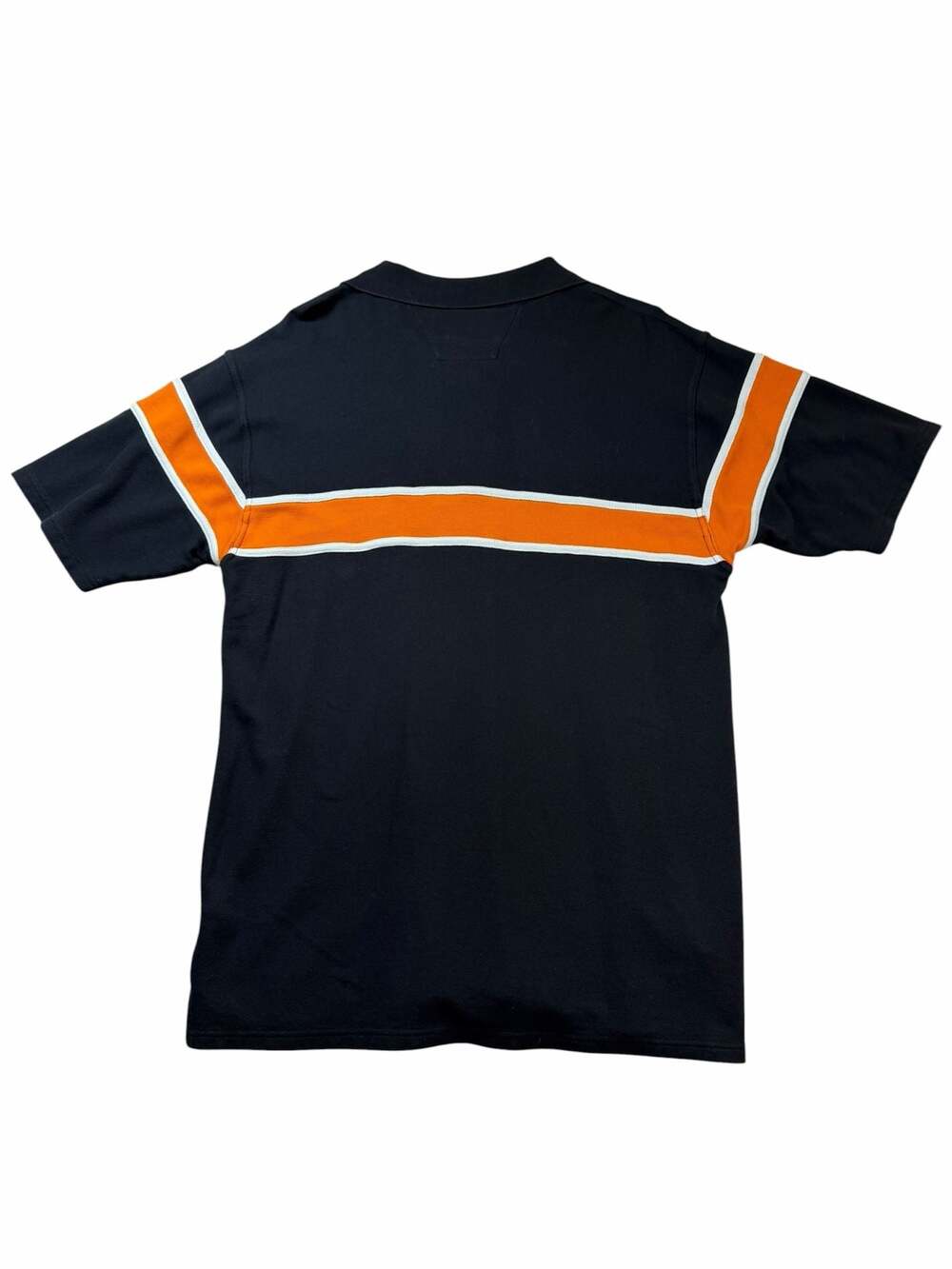 Harley-Davidson Mens L Black Orange Stripe Polo Shirt Embroidered Logo - Picture 2 of 7